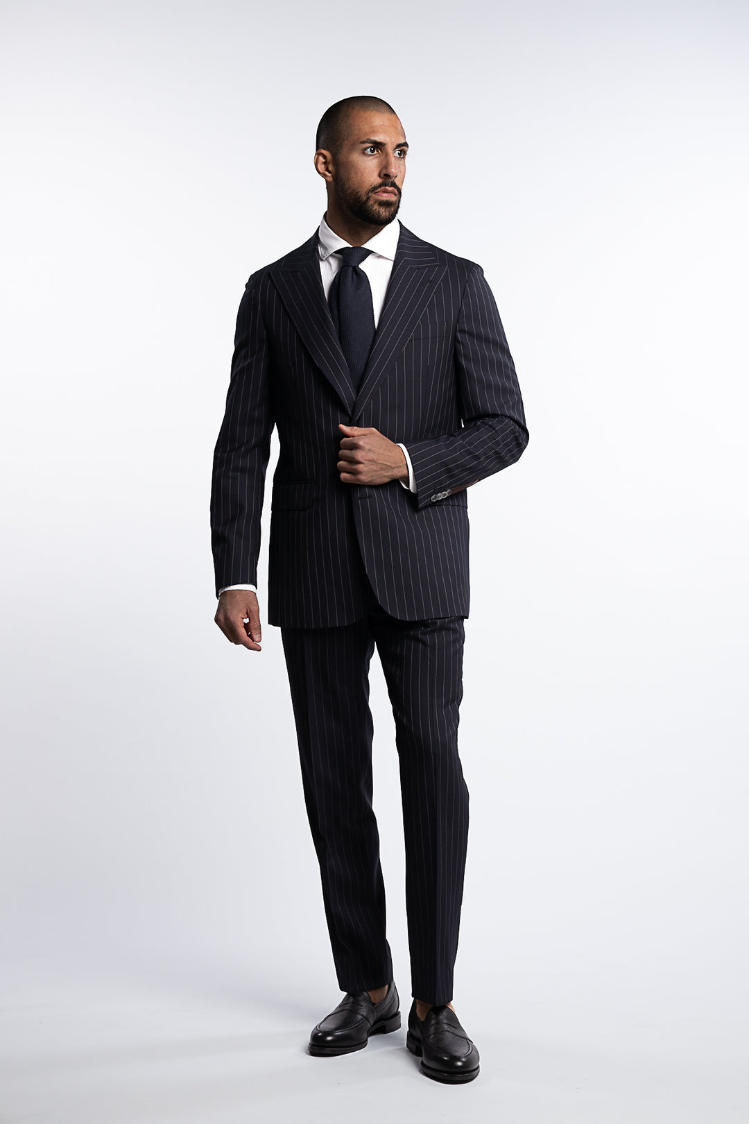 Faldo Regular Fit Wool Pinstripe Blazer Black