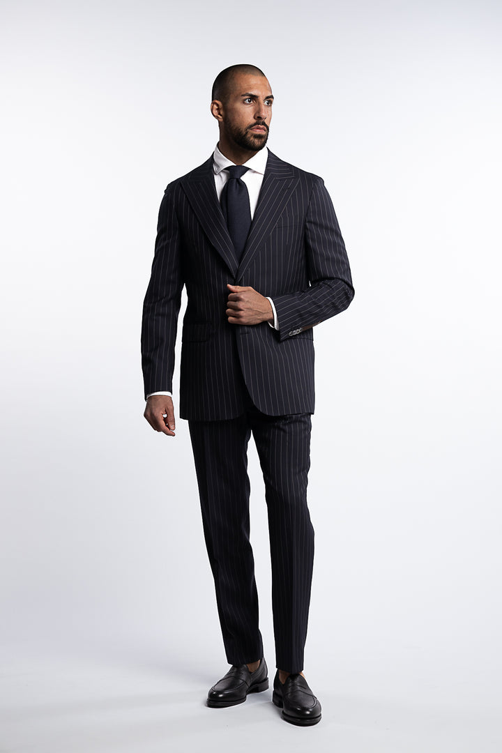 Faldo Regular Fit Wool Pinstripe Blazer Black
