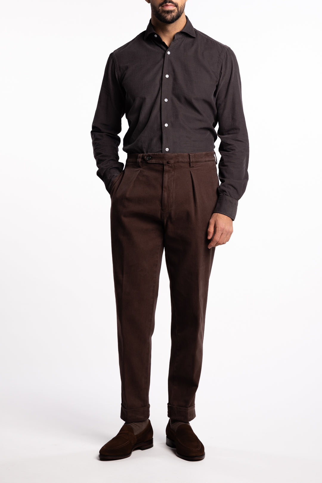 Chiaia Long Cotton Chinos Brown