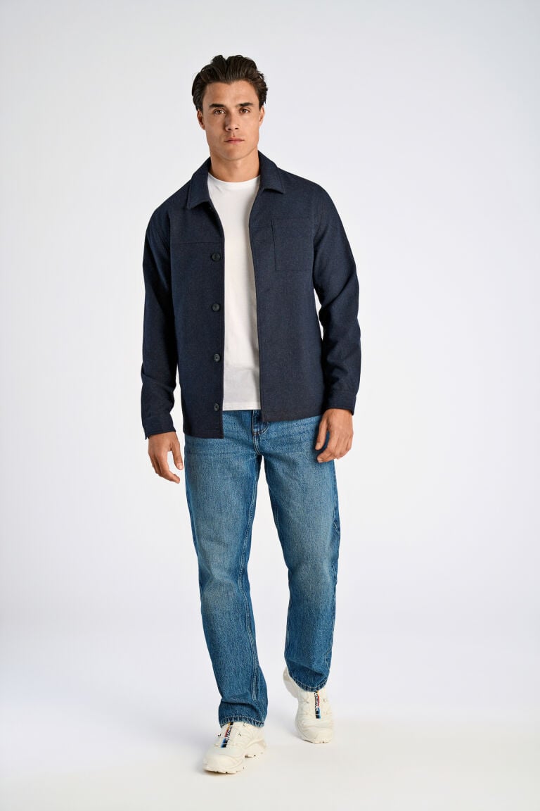 Cropped Length Overshirt Dk Blue Mel