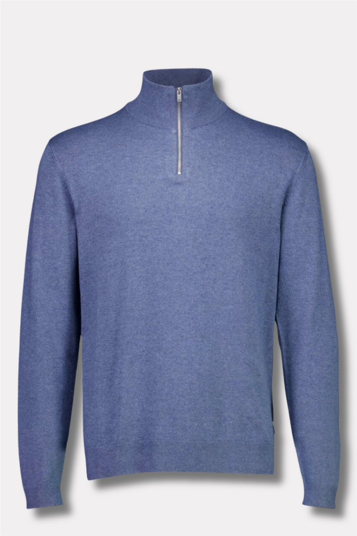 Ecovero Half-Zip Knit Blue Blend