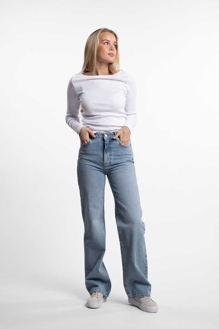 Petronella Rib Boatneck- White