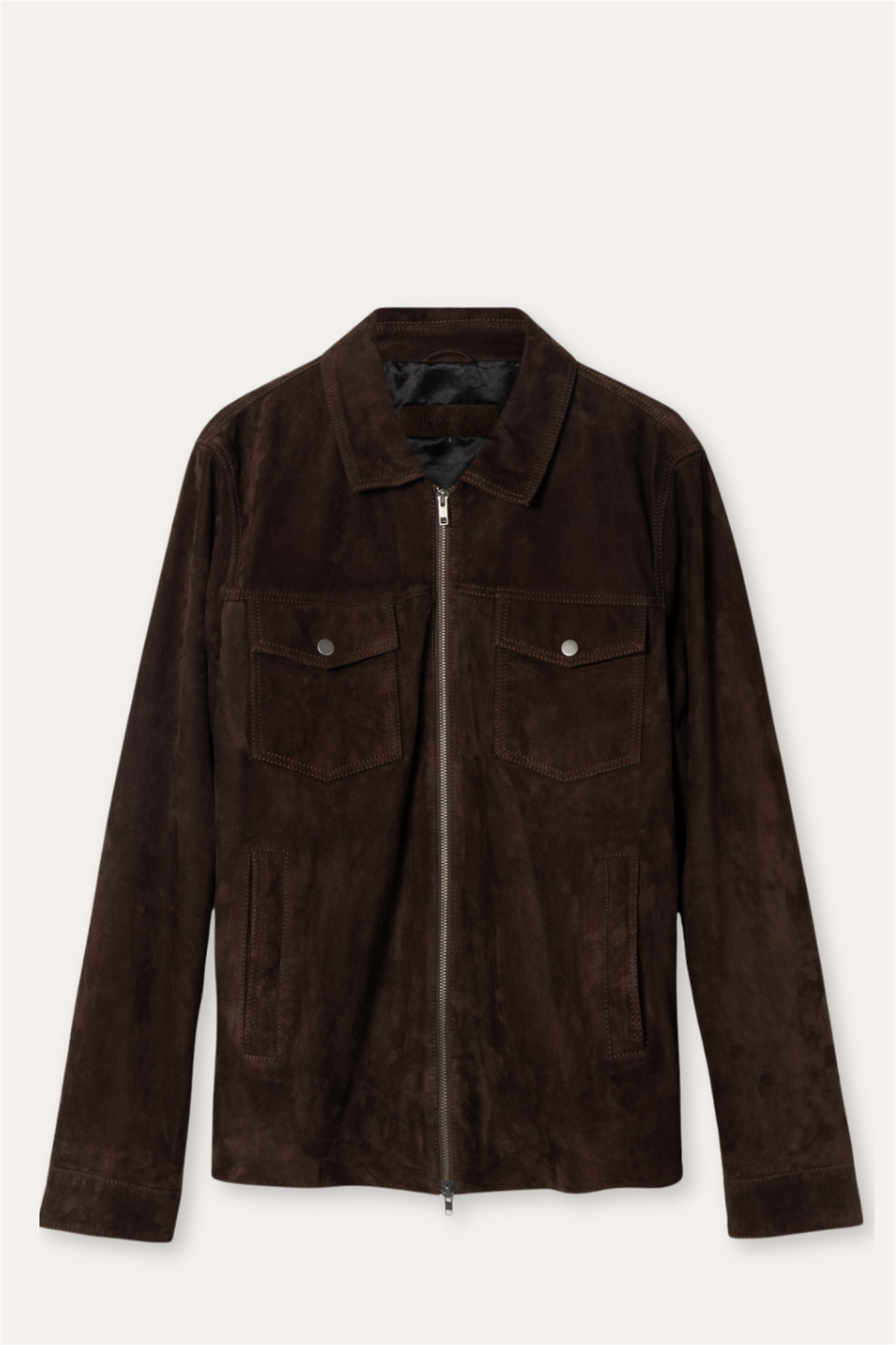 Suede Zip Jacket Dark Brown