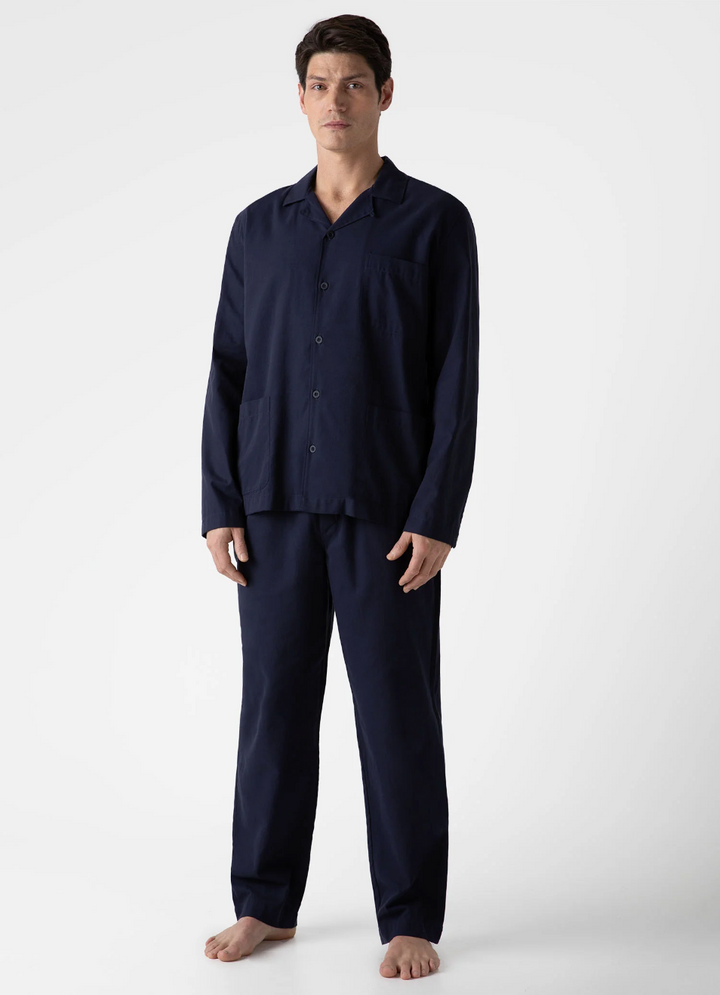 Cotton Flannel Pyjama Shirt Navy