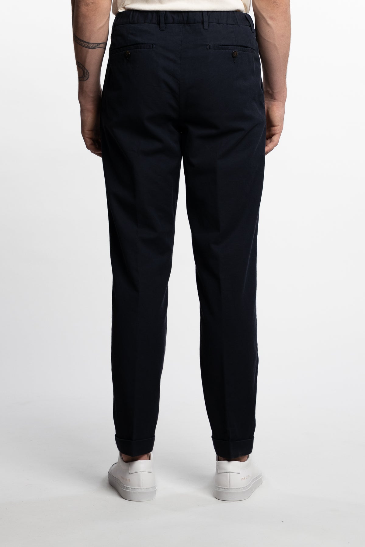 Capri Pleated Cotton/Linen Pant Navy