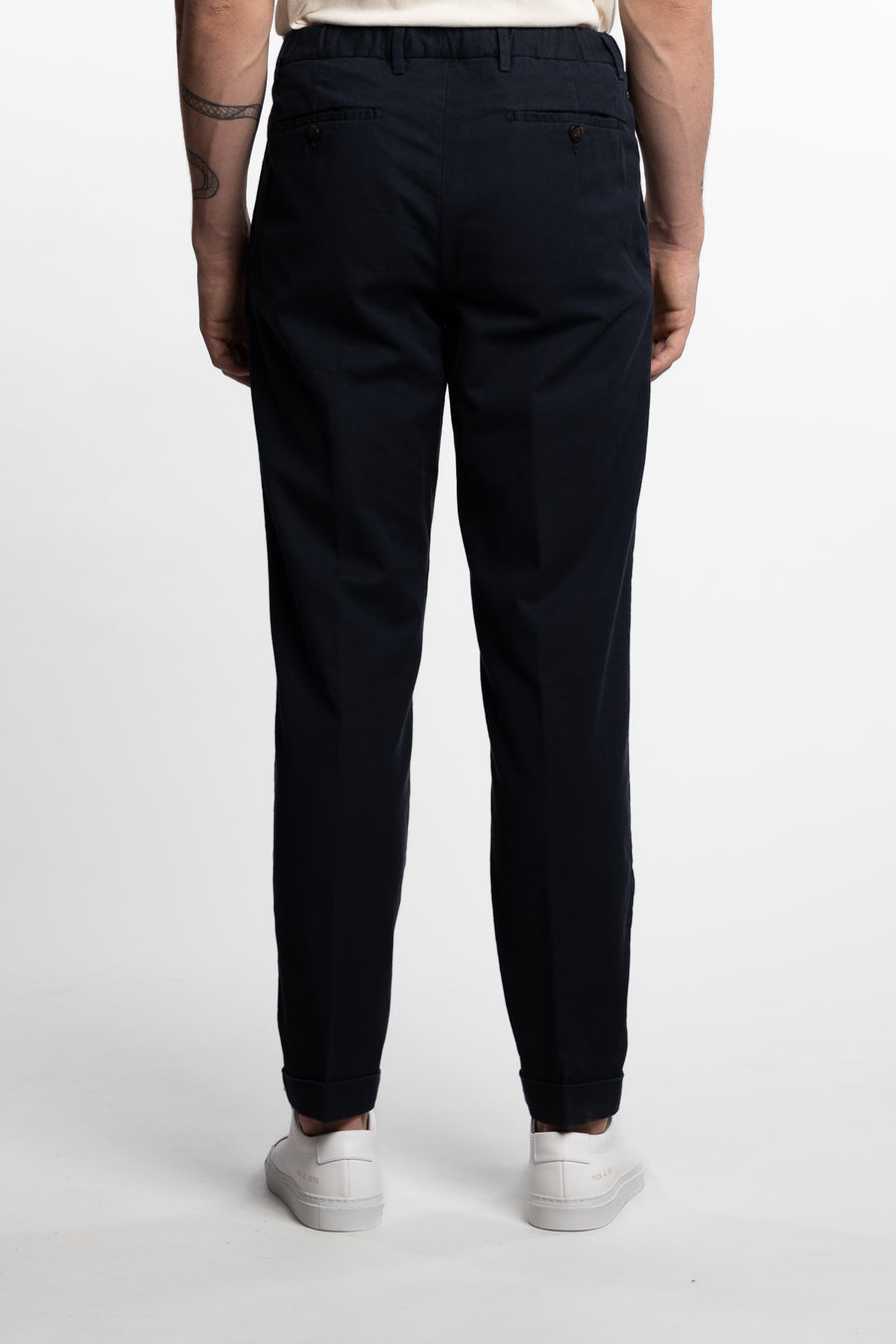 Capri Pleated Cotton/Linen Pant Navy