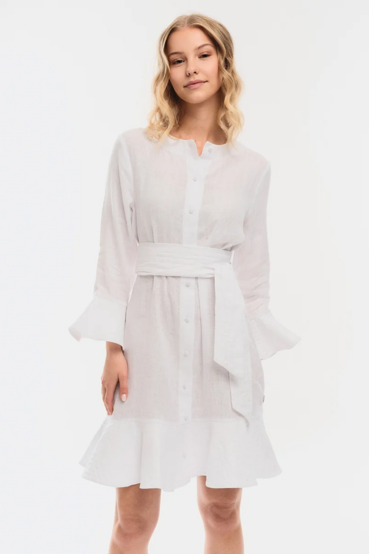 Gabrielle Linen Dress- White