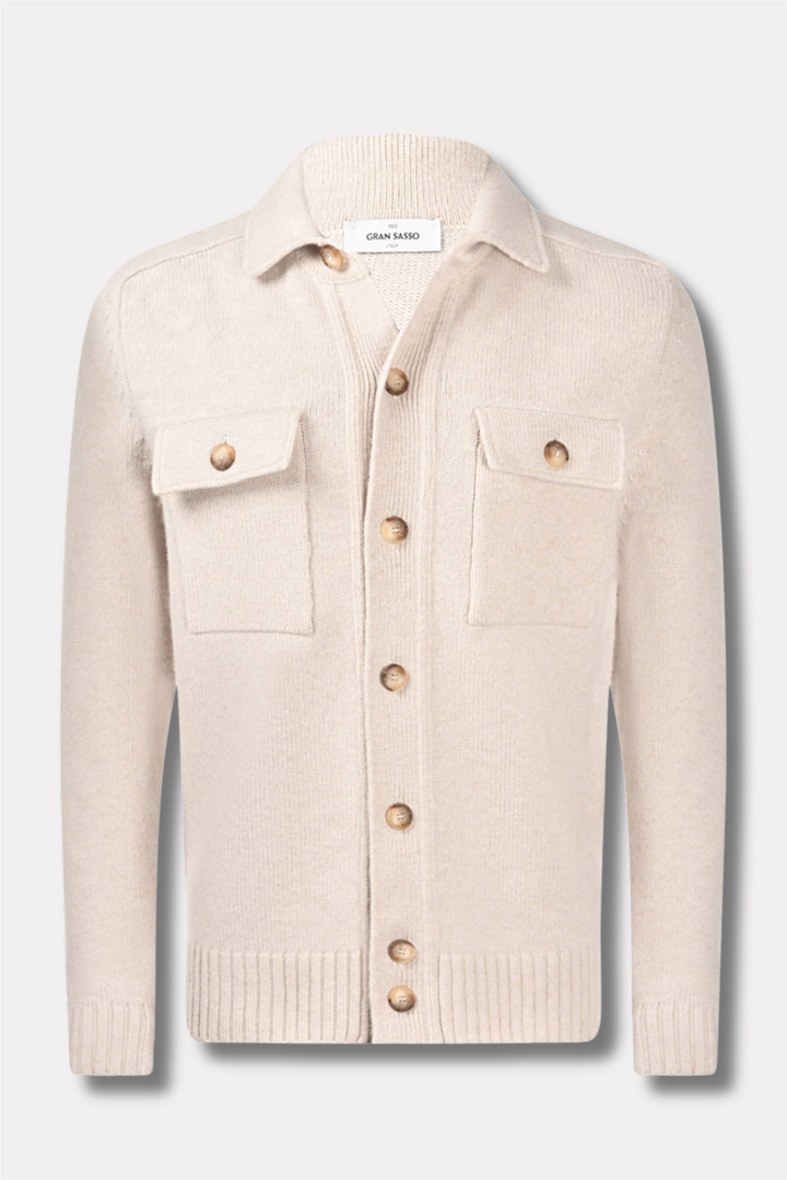 Super Geelong Jacket With Buttons And Shirt Collar Cream