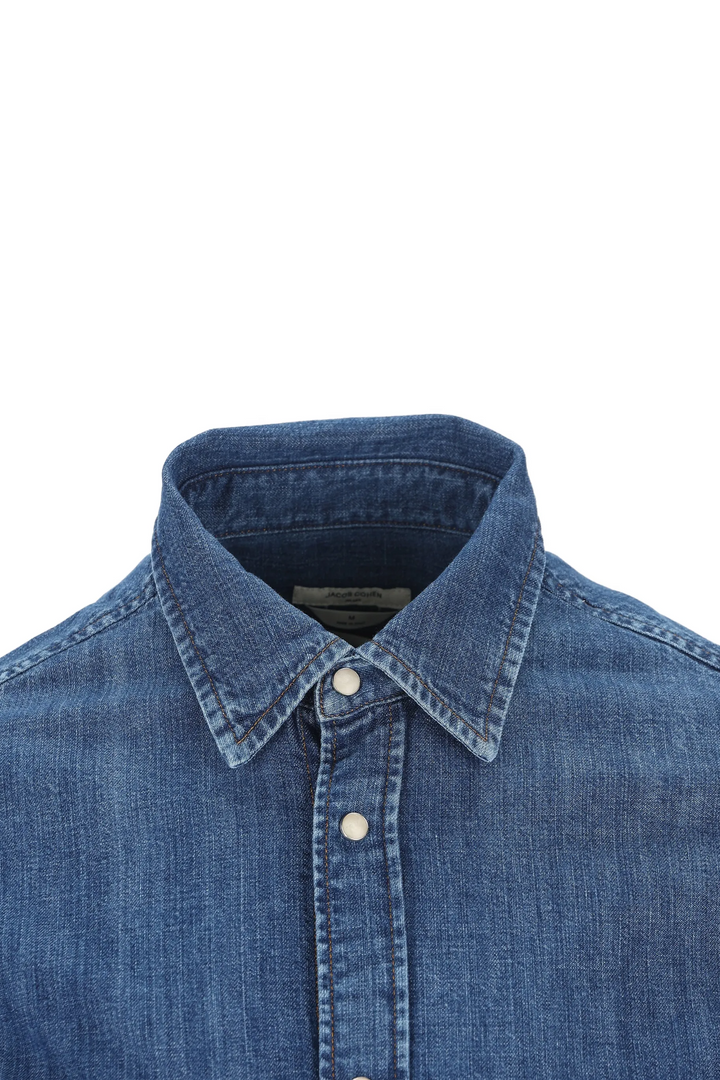 Western Long-Sleeve Shirt Lightweight Denim Medium Blue Stone Wash