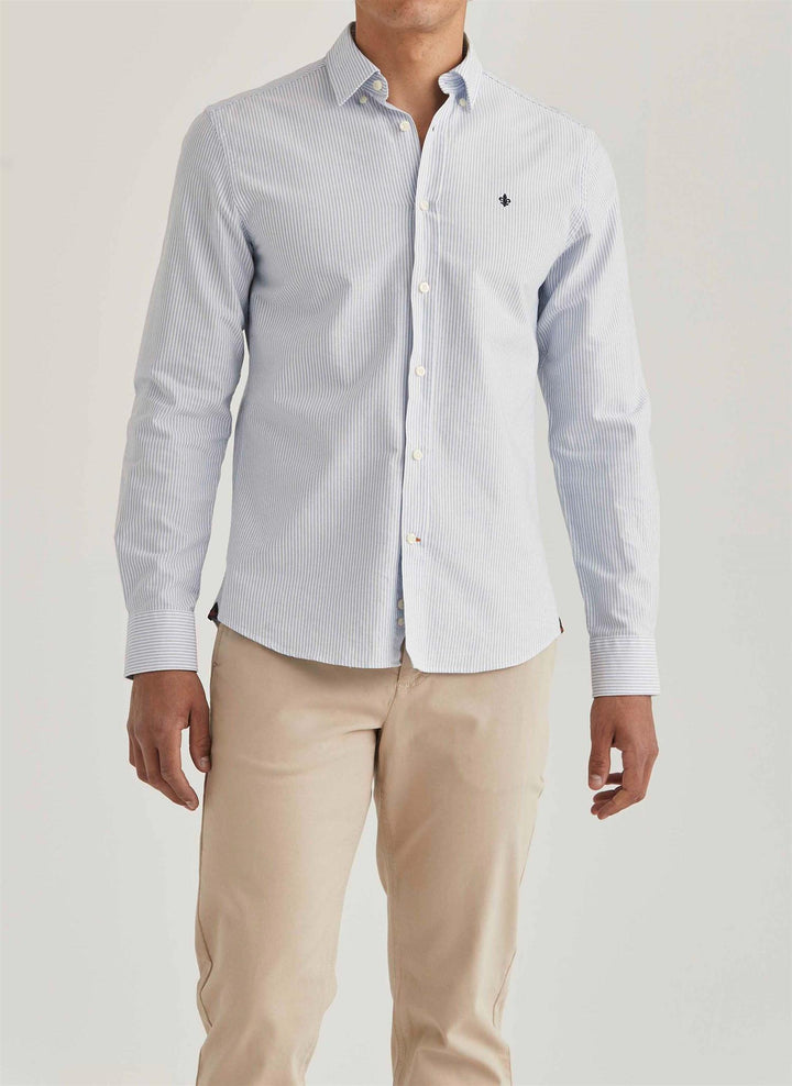 Oxford Slim Fit Button Down Shirt Light Blue Striped