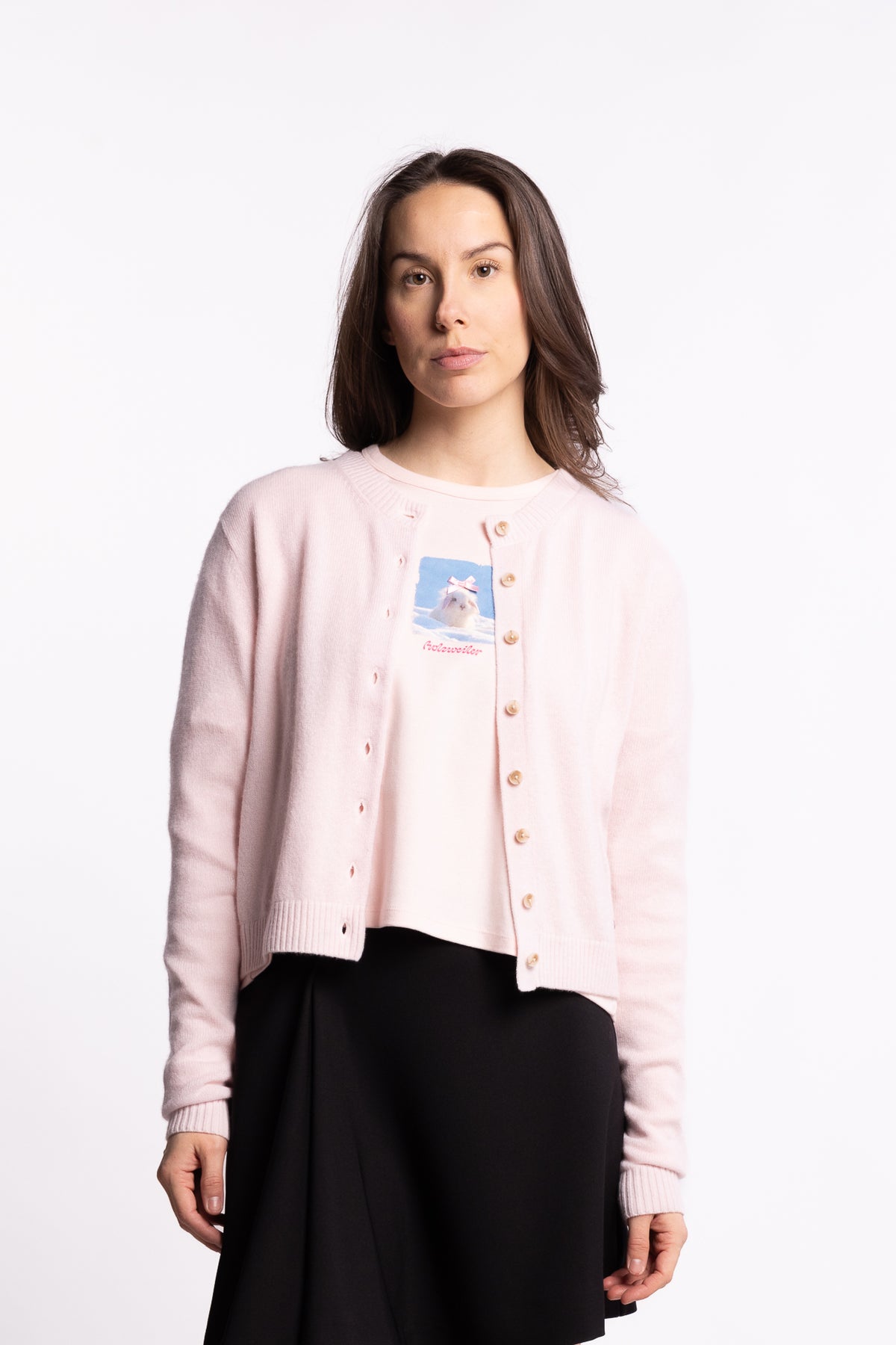 Slim Cashmere Cardigan- Lt. Pink