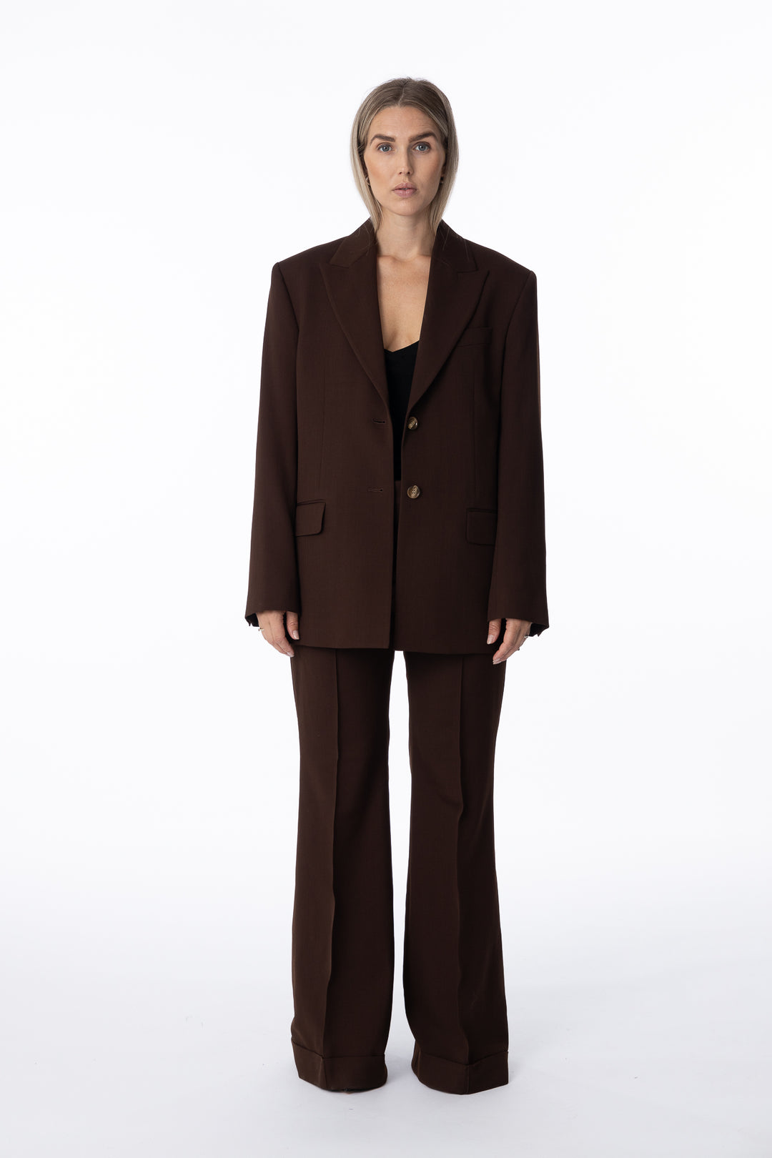 Tailored Flared Trousers- Chestnut Brown