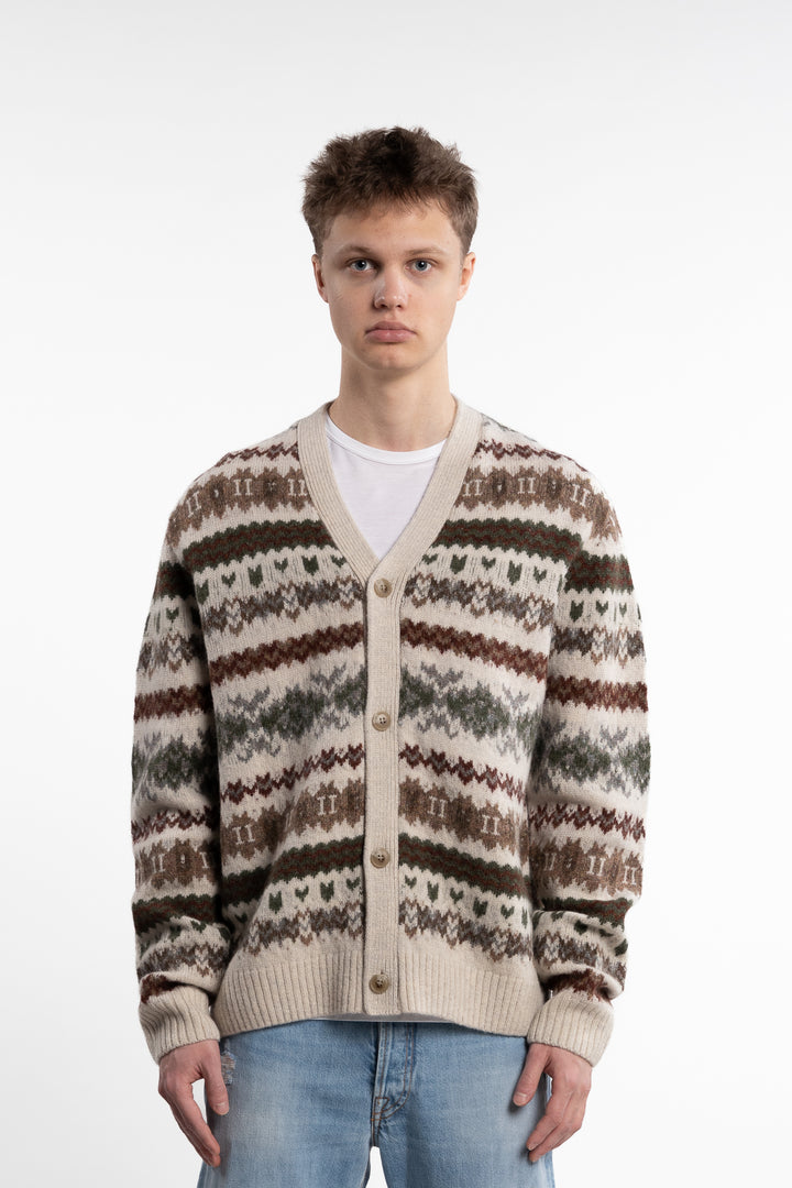 Hordur Fair Isle Cardigan Light Desert Sand