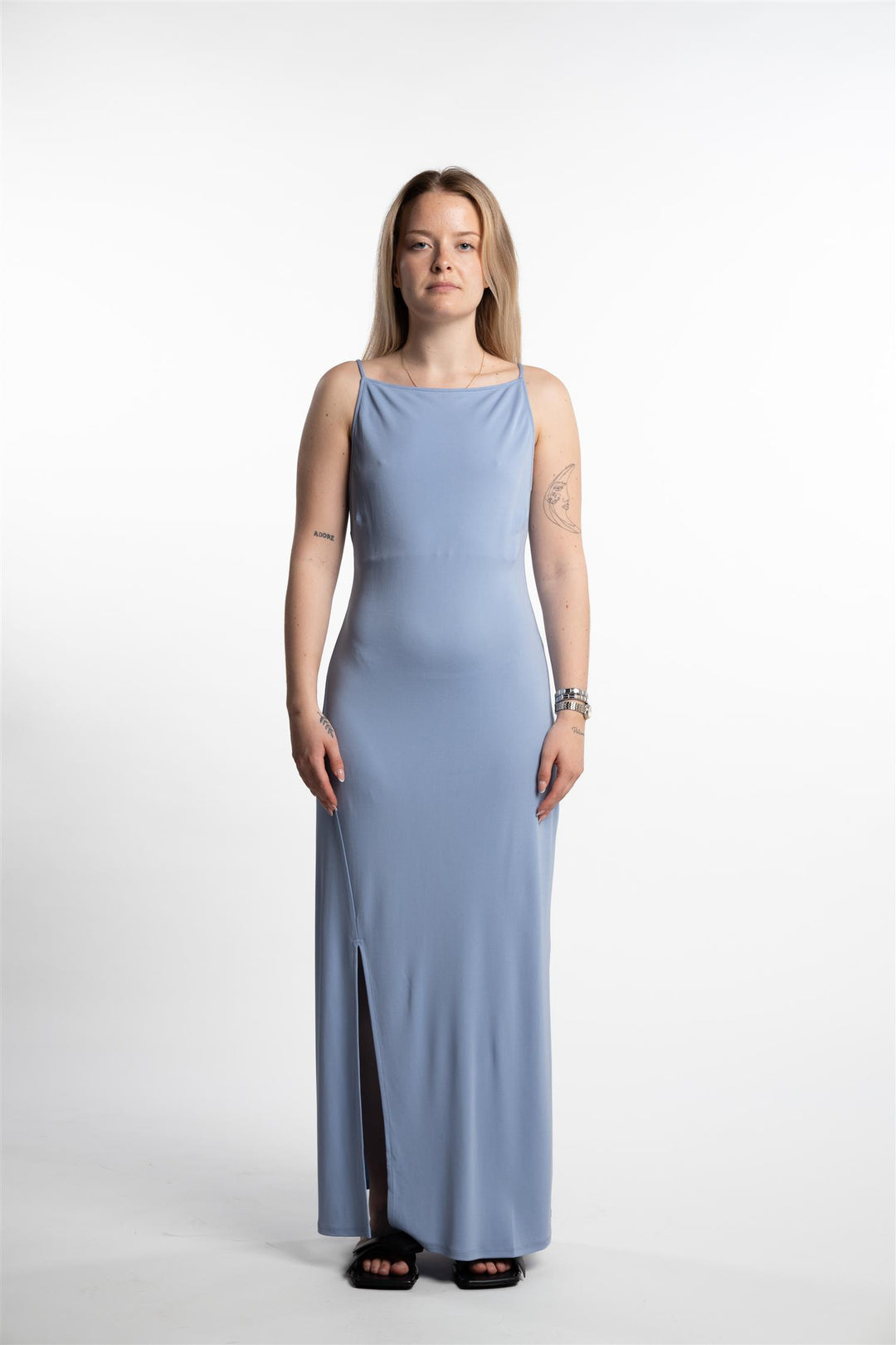 High Neck Slip Dress- Mist Blue