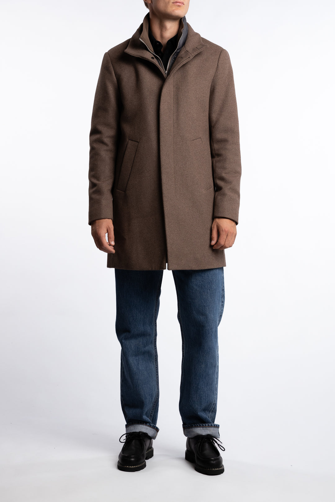 Harvey Classic Wool Coat Walnut
