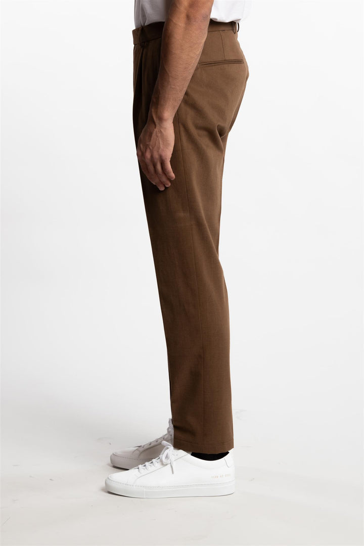 Parma Pleated Cotton Chinos Gold Brown