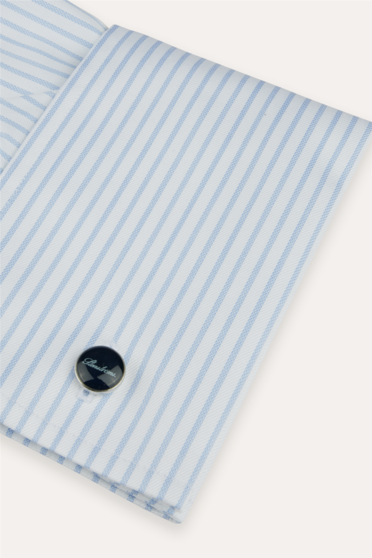 Regular Pinstriped Twill Shirt French Cuffs Light Blue