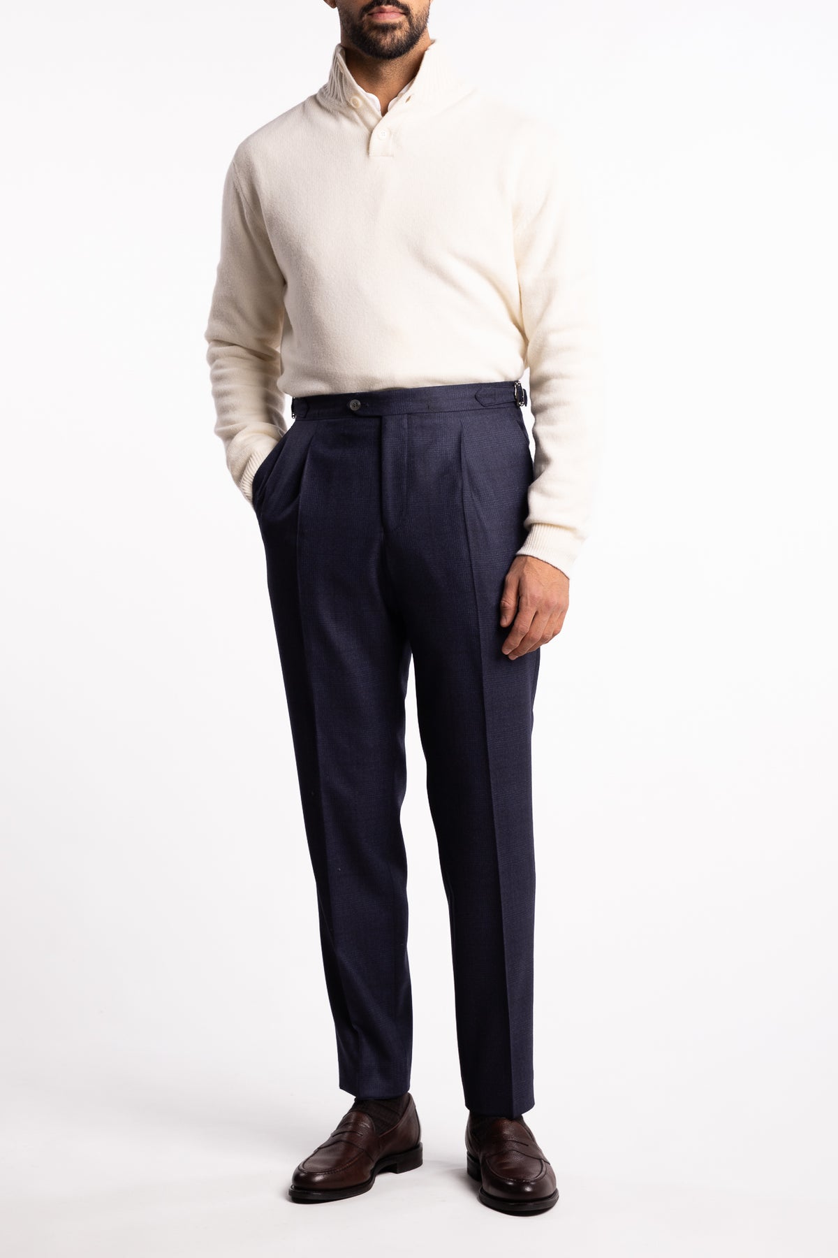Prato Flanell Pant Navy Check