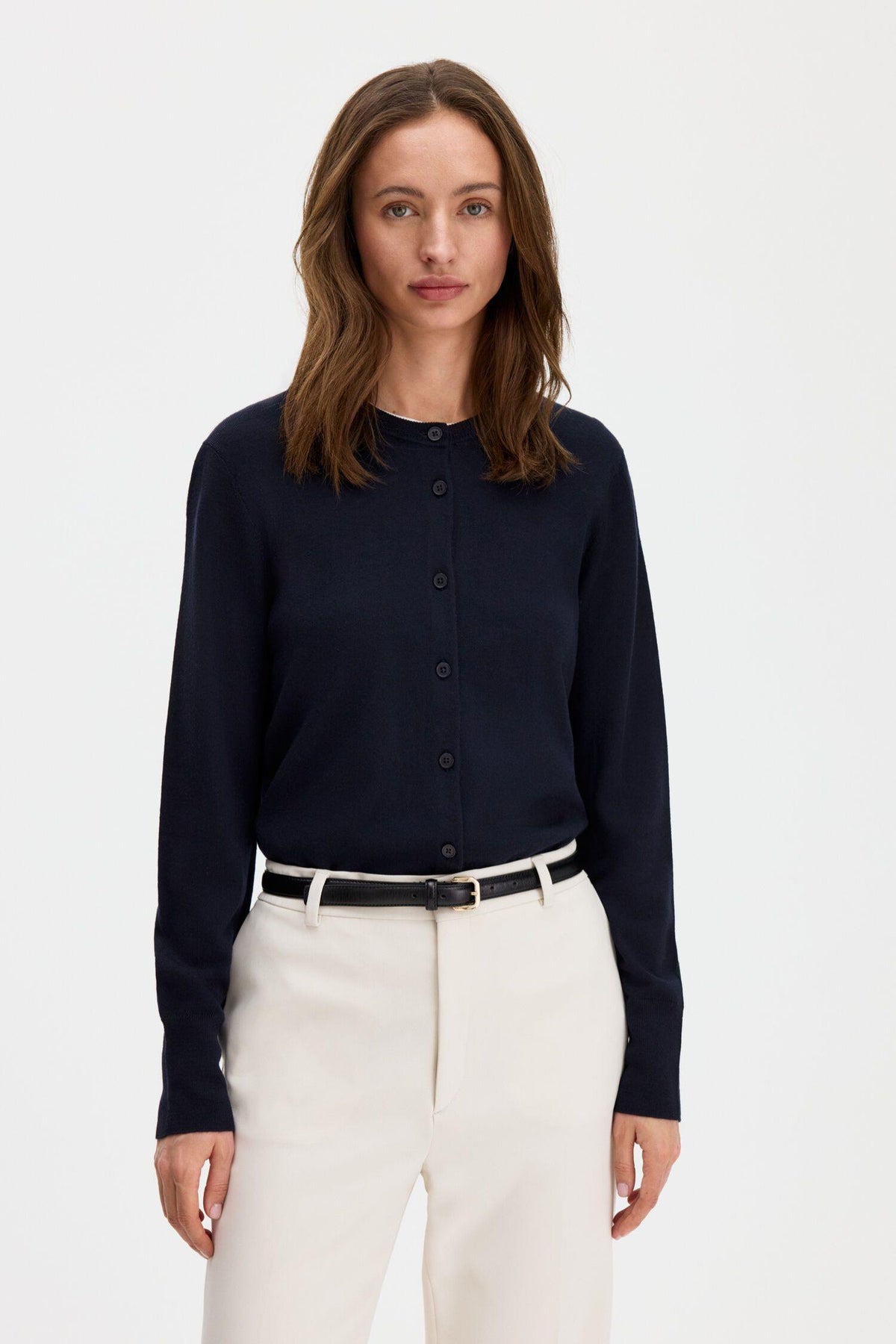 Merino Short Cardigan Dark Navy