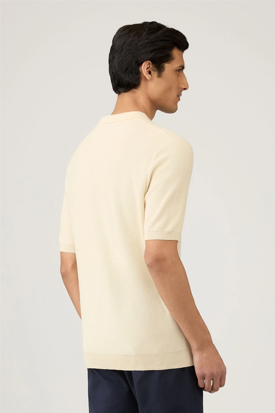 Cotton Knit Polo Shirt Ecru