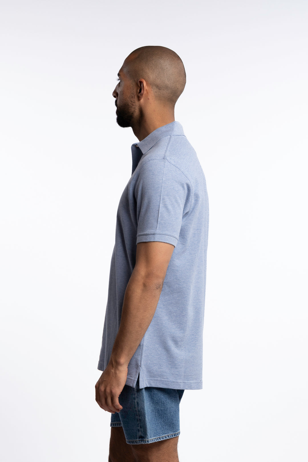 Tartan Pique Polo Shirt Sky Marl/Dress