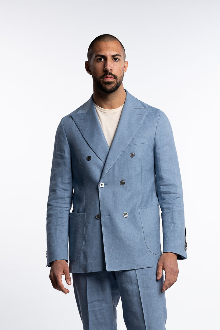 Farris Linen Patch Soft Blazer Smog Blue
