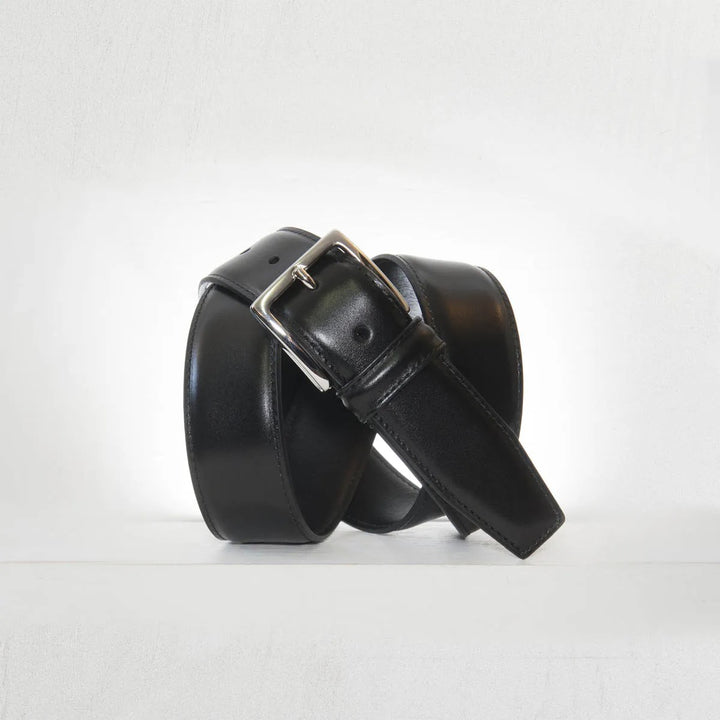 Classic Stitched Leather Belt Black 3,5 cm