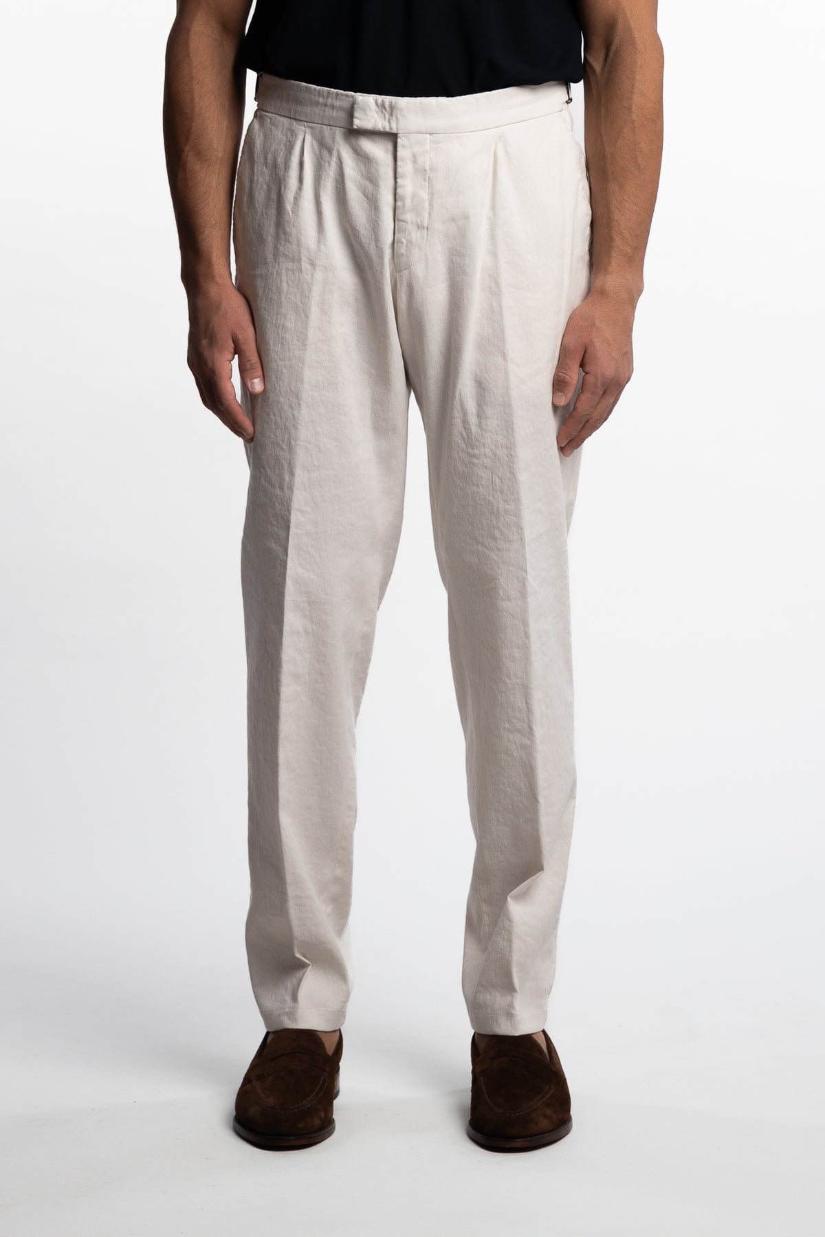Pisa Cotton/Linen Trousers White Grass