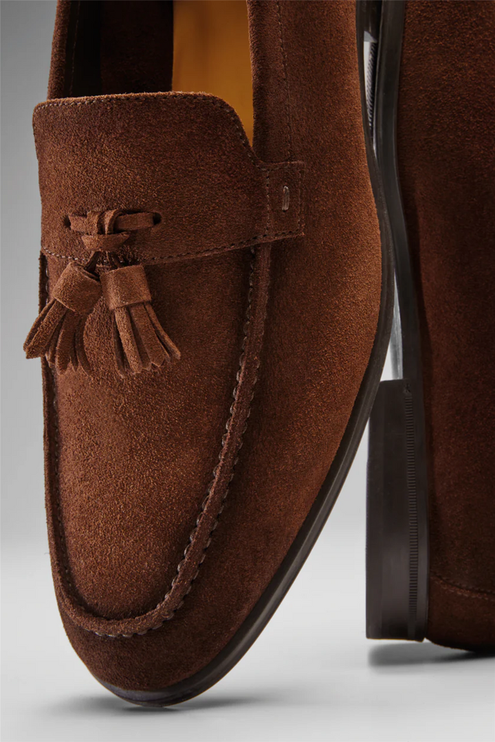 Suede Loafer With Brown Tassels
