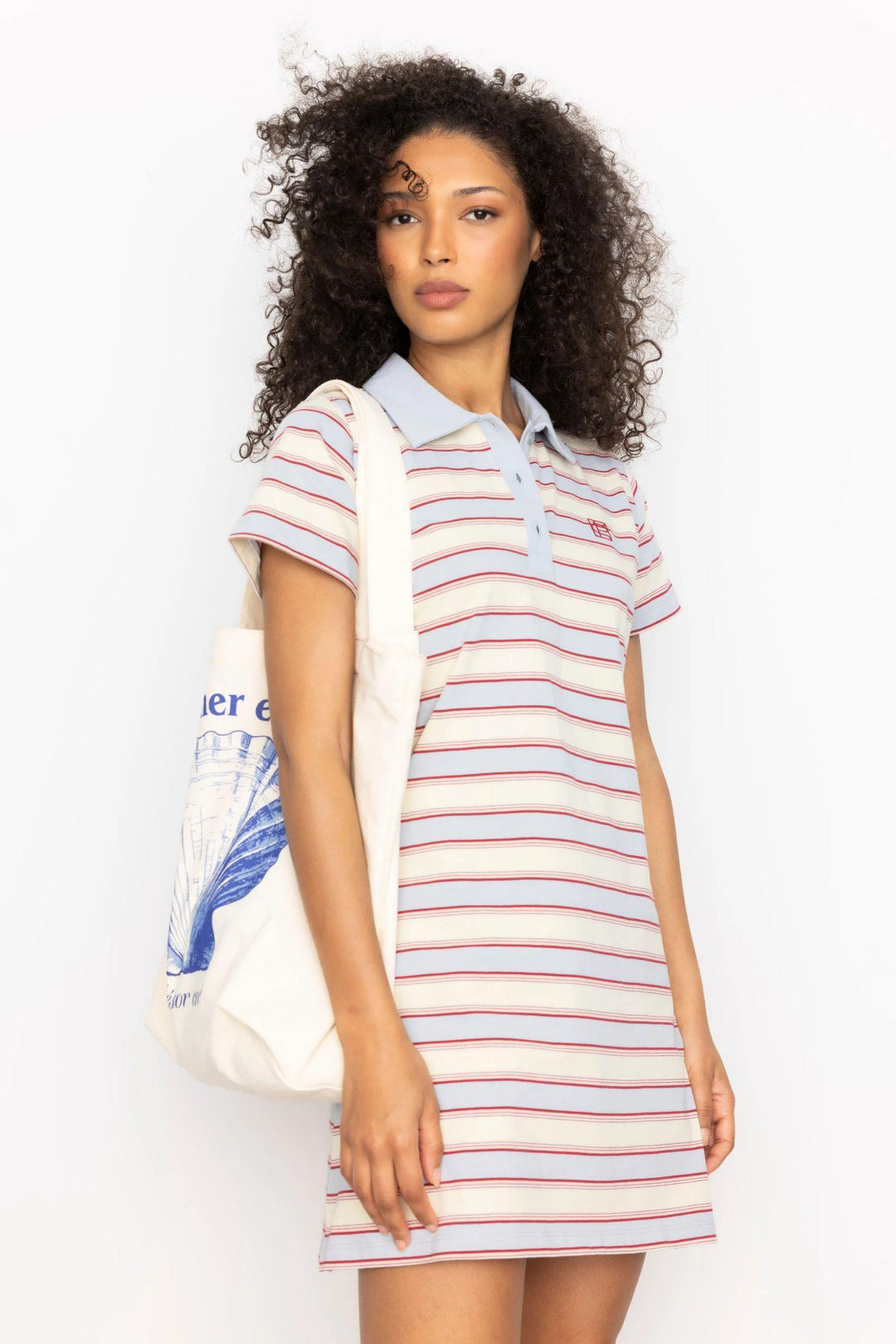 Emma Polo Dress - Ocean Stripe