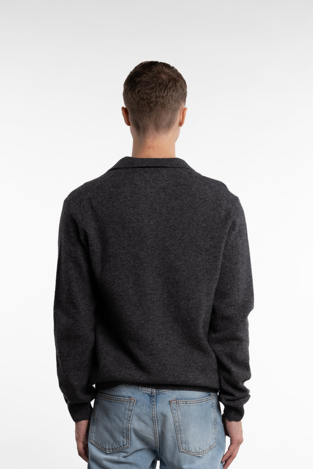 Karl Lambswool Polo Knit Dk. Grey