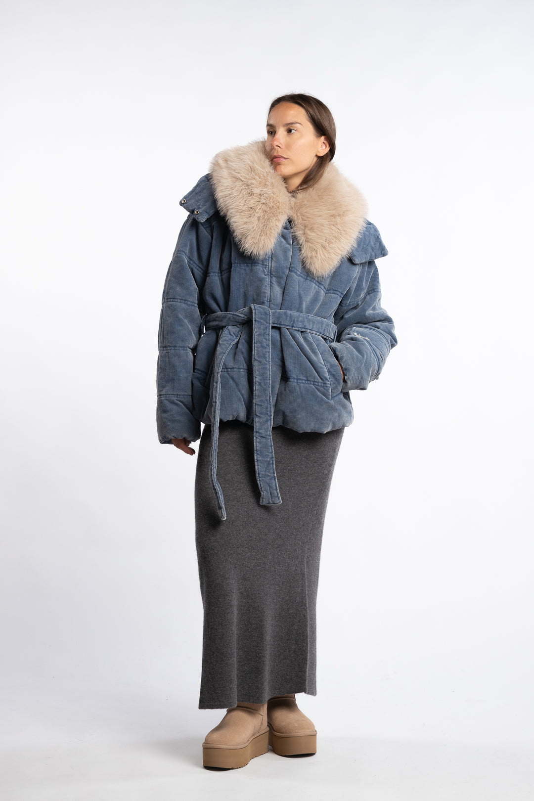 Steilia Corduroy Jacket - Lt. Blue Mix