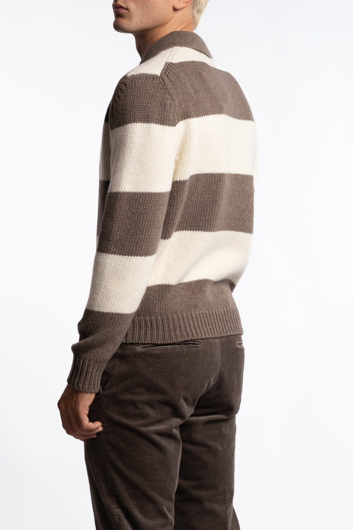 Shark Tag Re-Wool Polo Brown/Off-White