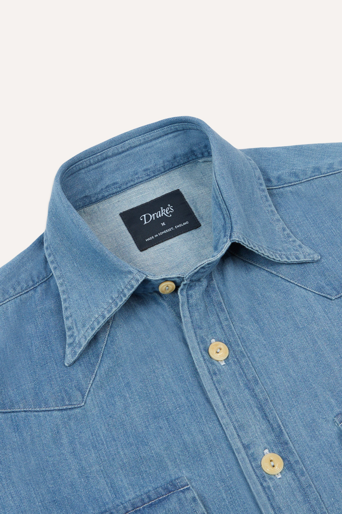 Denim Two-Pocket Western Shirt Bleach Wash