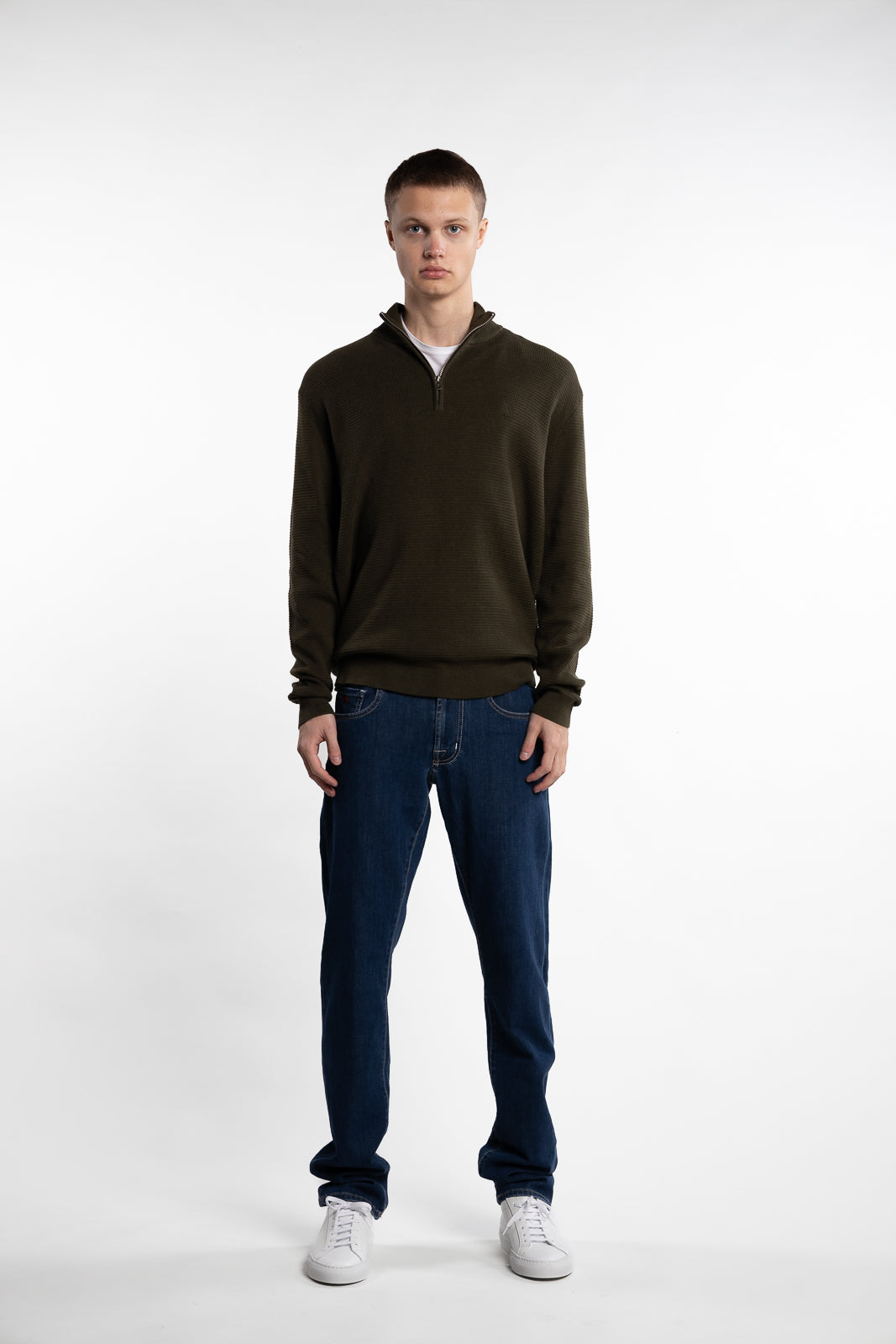 Oscar Half-Zip Knit Army Melange