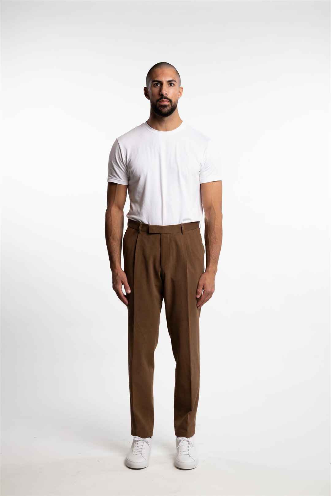 Parma Pleated Cotton Chinos Gold Brown