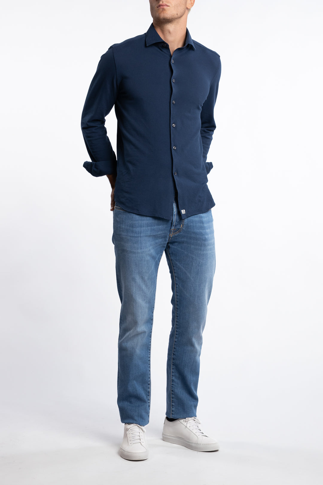 Jersey Cotton Shirt Navy