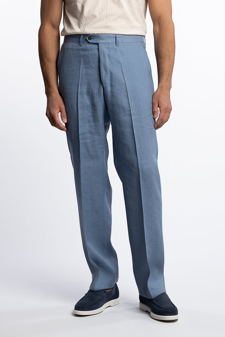 Del Regular Fit Linen Trousers Smog Blue