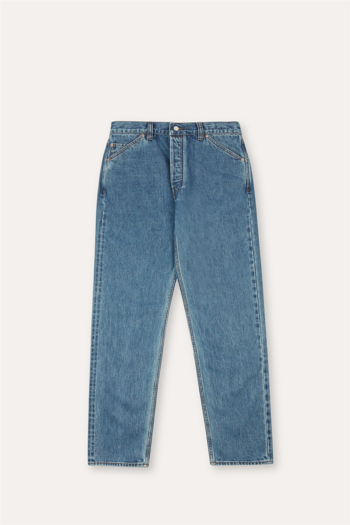 14,2 Oz 5-Pocket Mid-Waist Japanese Selvedge Denim Bleach Wash