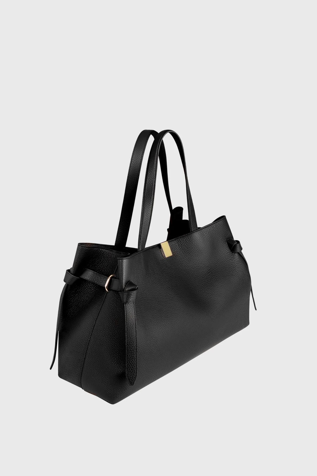 Gyoza Tote- Black Pebble Grain Leather