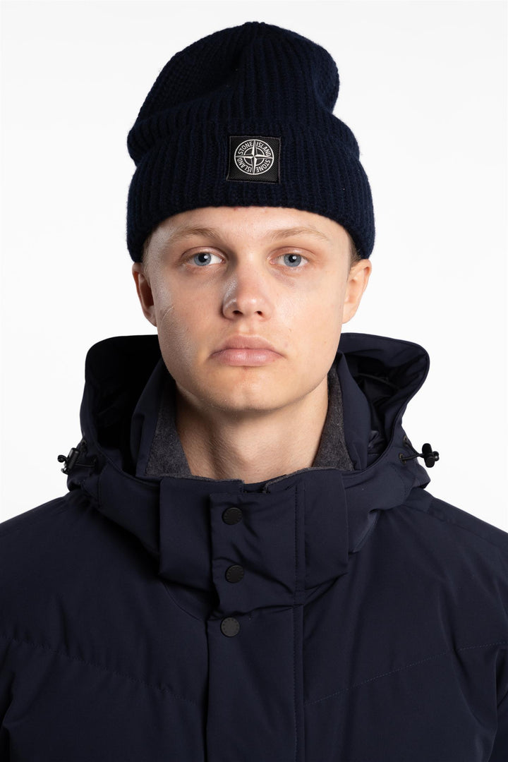 Ribbed Wool Beanie Navy