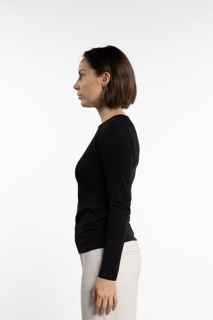 Cotton Stretch Long Sleeve- Black