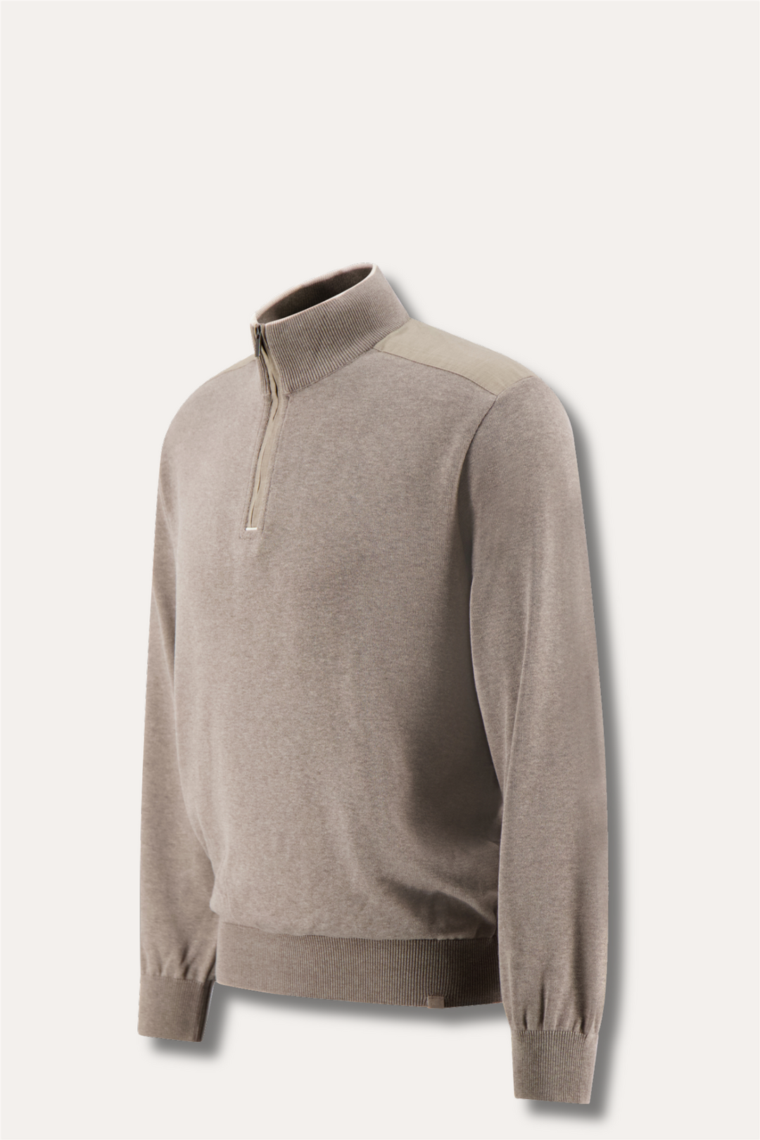 Knitted Silk/Cotton Zipped Sweater Brown