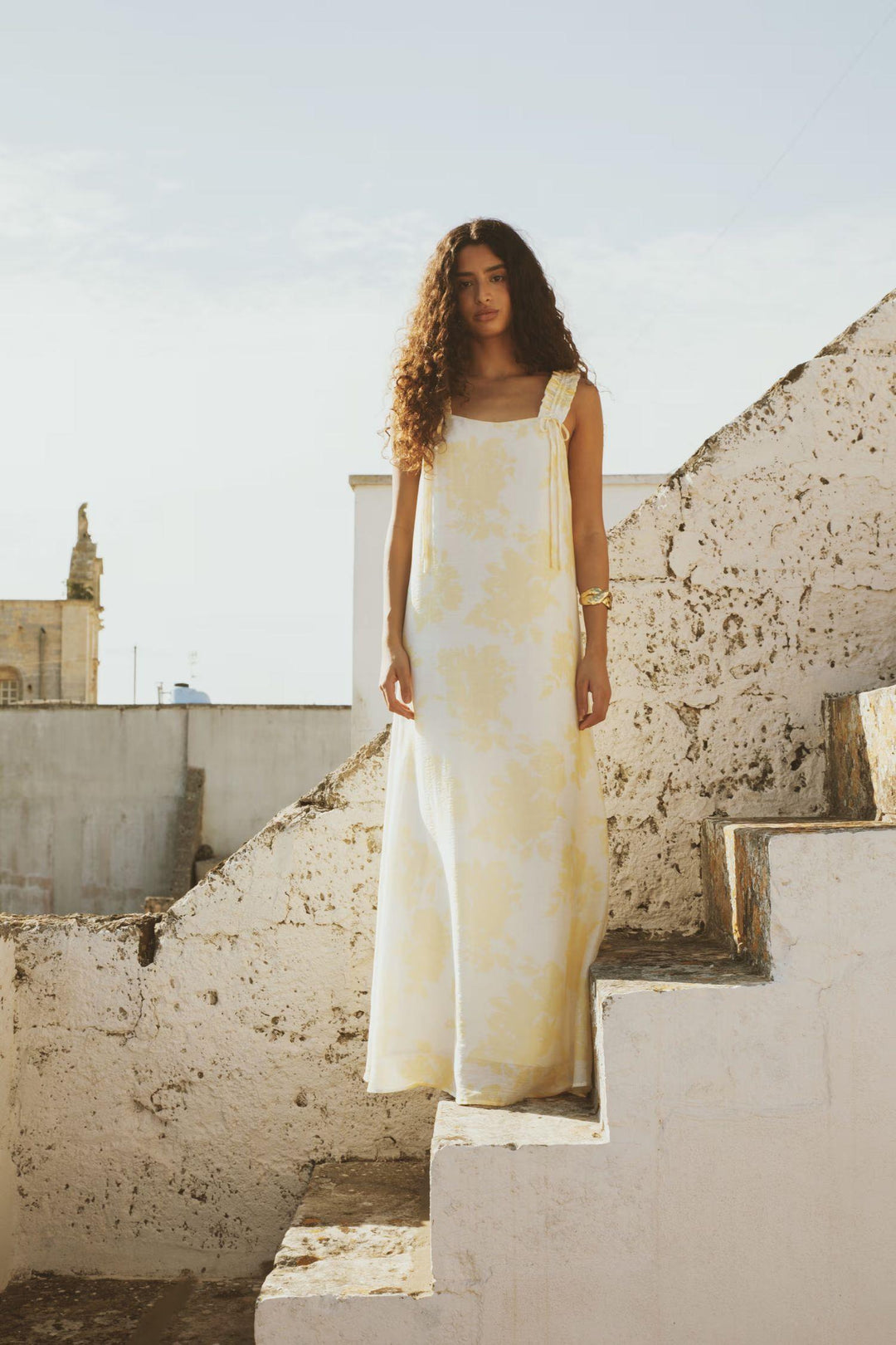 Zaha Dress  Yellow Floral Print