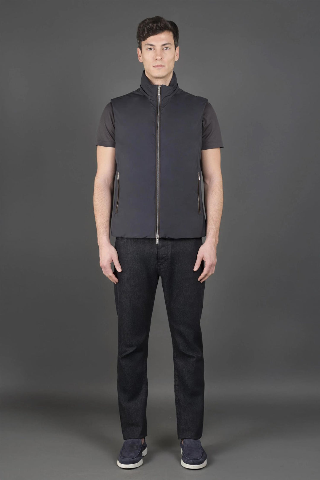 Evan Down Hooded Cardigan Blue