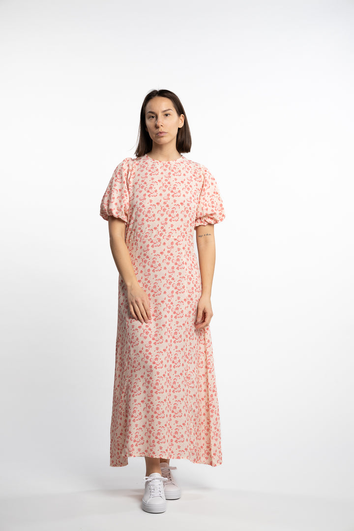 Athilda Dress- Cream Pink Flower