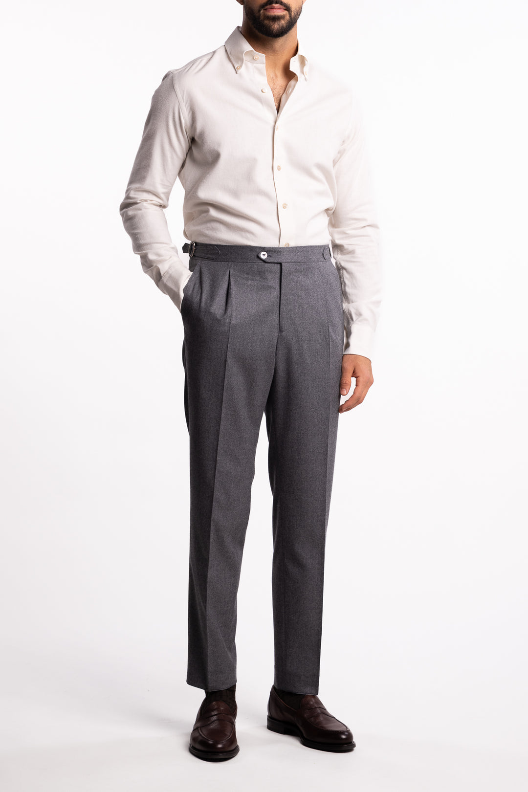 Button Down Flannel Shirt Off White