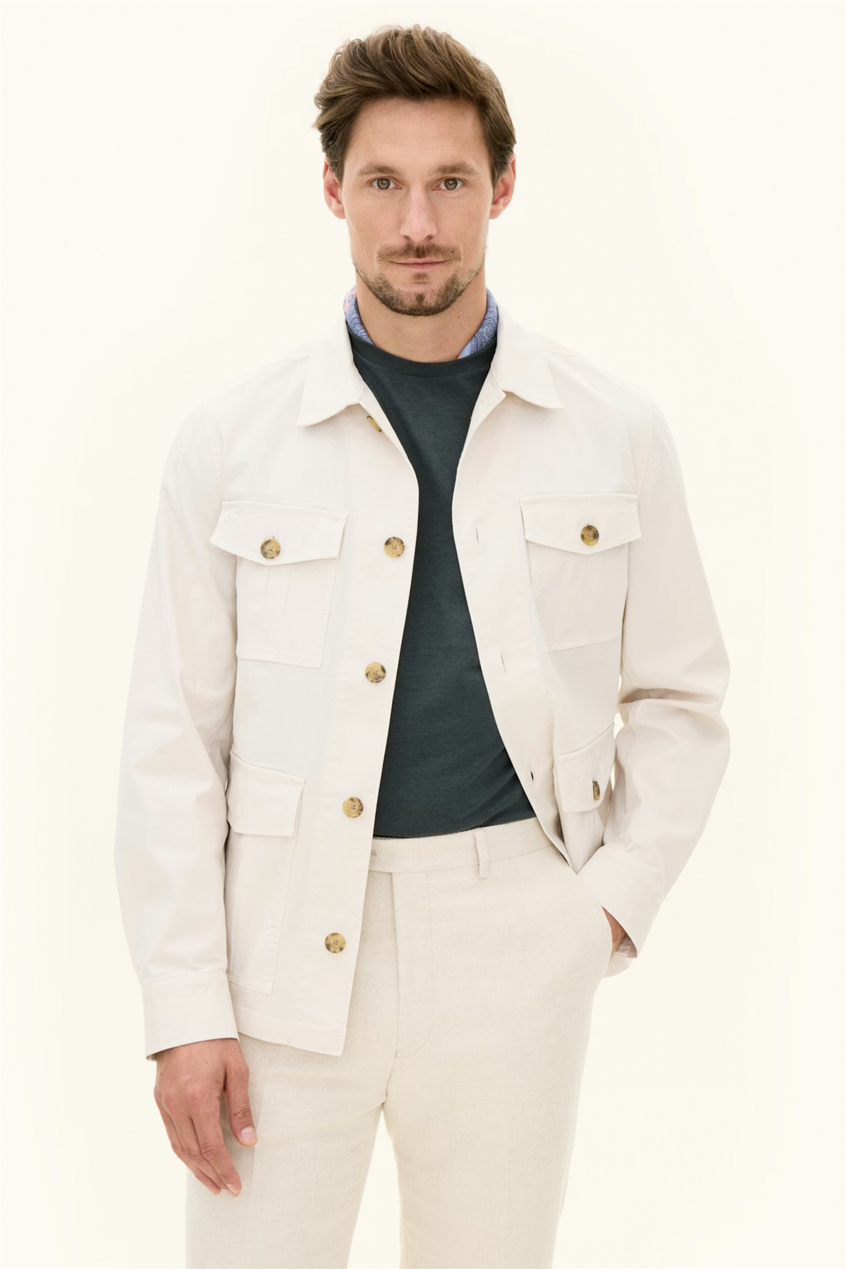 Safari Shirt Jacket Creme White