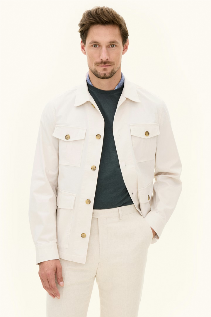 Regular Fit Safari Overshirt Bomullstwill Creme White