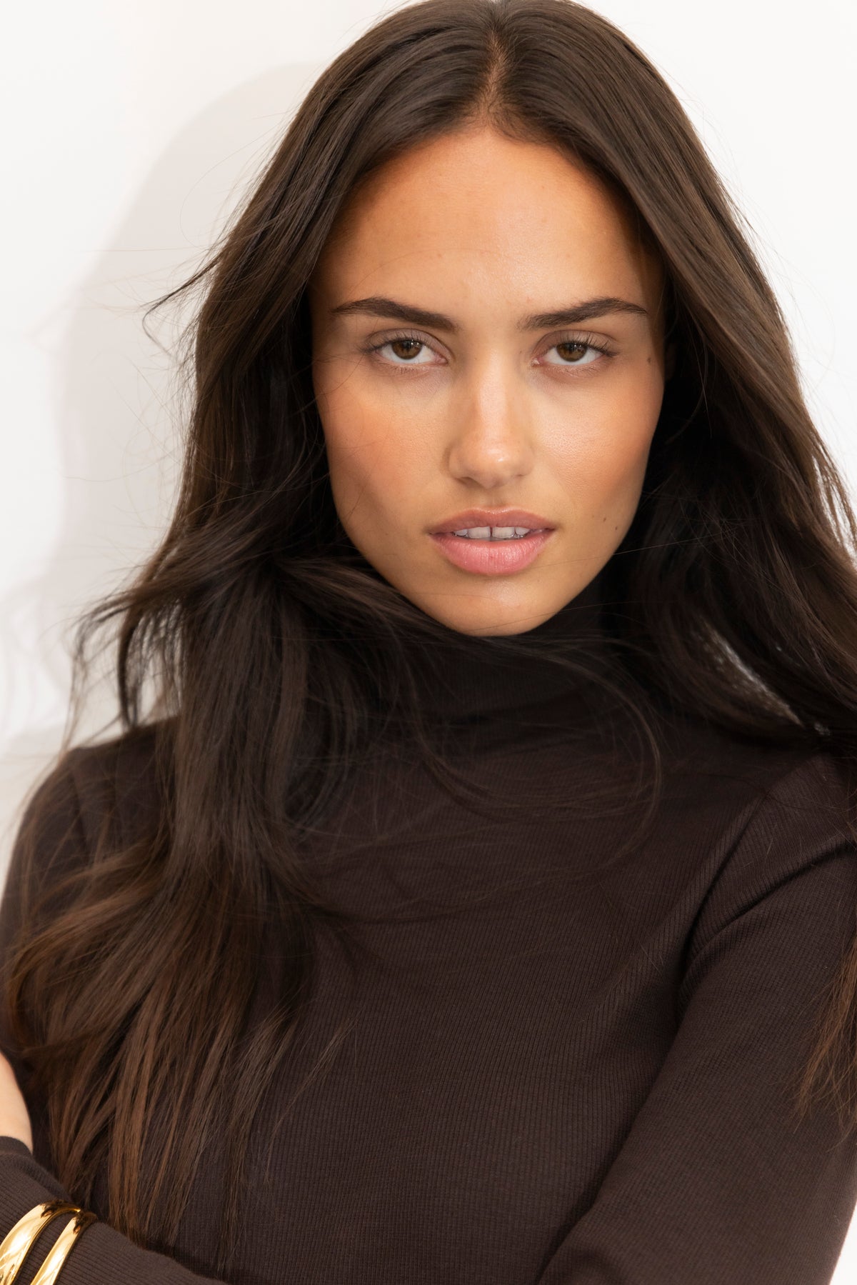 Petra Rib Turtleneck - Dark brown